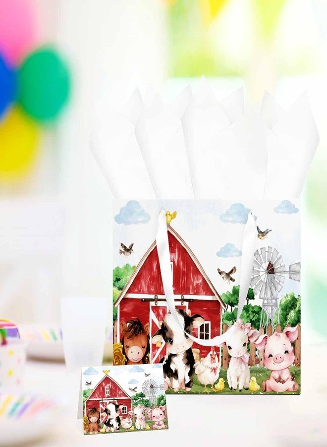MUNILAIL 13 Inches Farm Animal Gift Bag with Tissue Paper Handle and Greeting Card Large Paper Gift Bag for Boys Girls Birthday Party Baby Shower Farm Animal Party Supplies - Image 2
